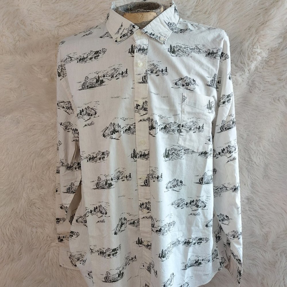 Goodthreads Men's White Mountain View Button Down Shirt Size XXXL